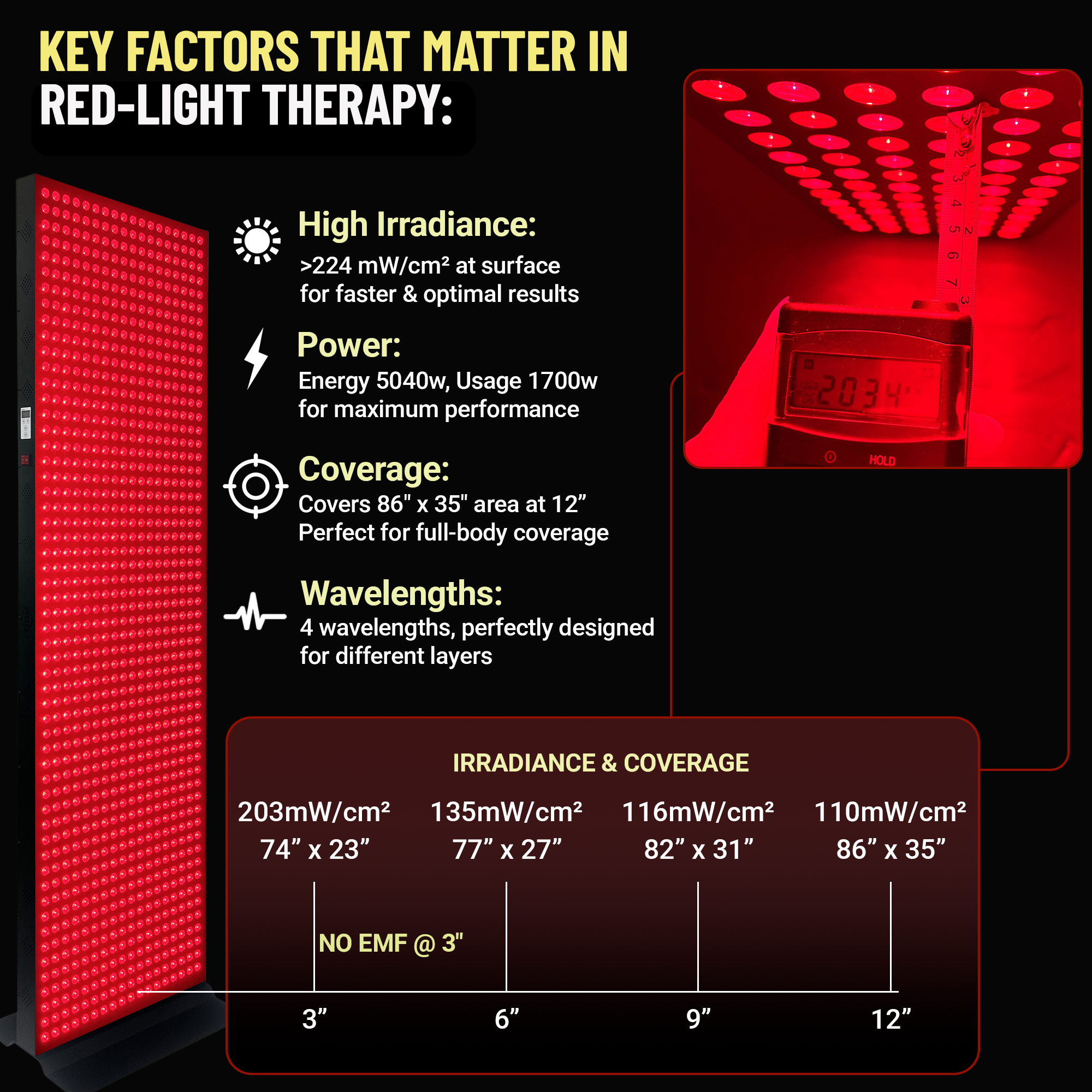 EXESAS 1008 LED, 5040W Dual-Chip, Red Light Therapy Device for Full Body, 4-Wavelengths Infrared LED Panel for Skin, Weight, Pain, Wellness