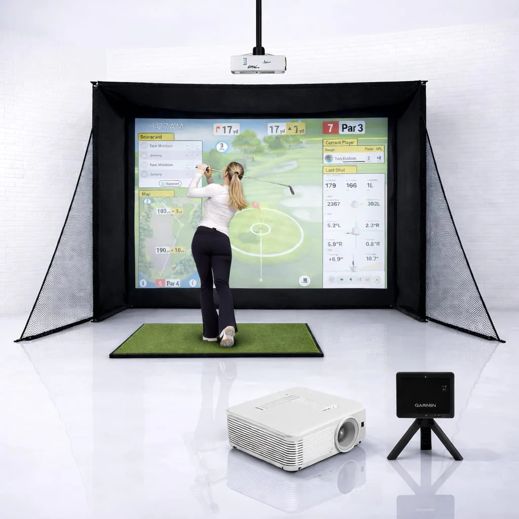 GolfBays Garmin Approach R10 SimBox Home Golf Simulator Full Package