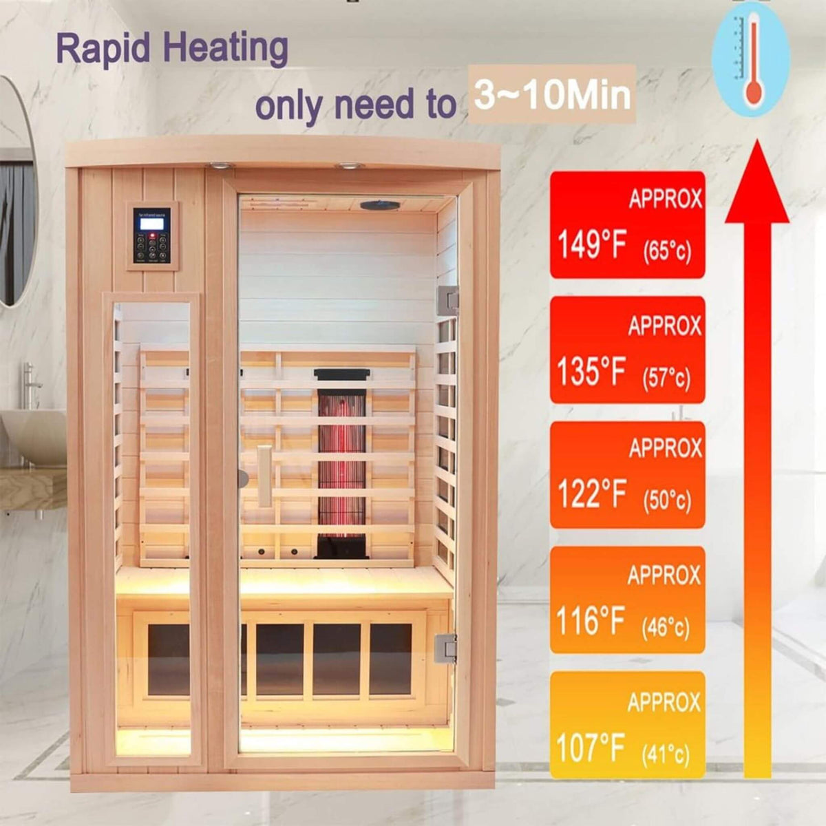 Thermora Orien 2-Person Far-Infrared Sauna With Ceramic Heaters, 1,760 W