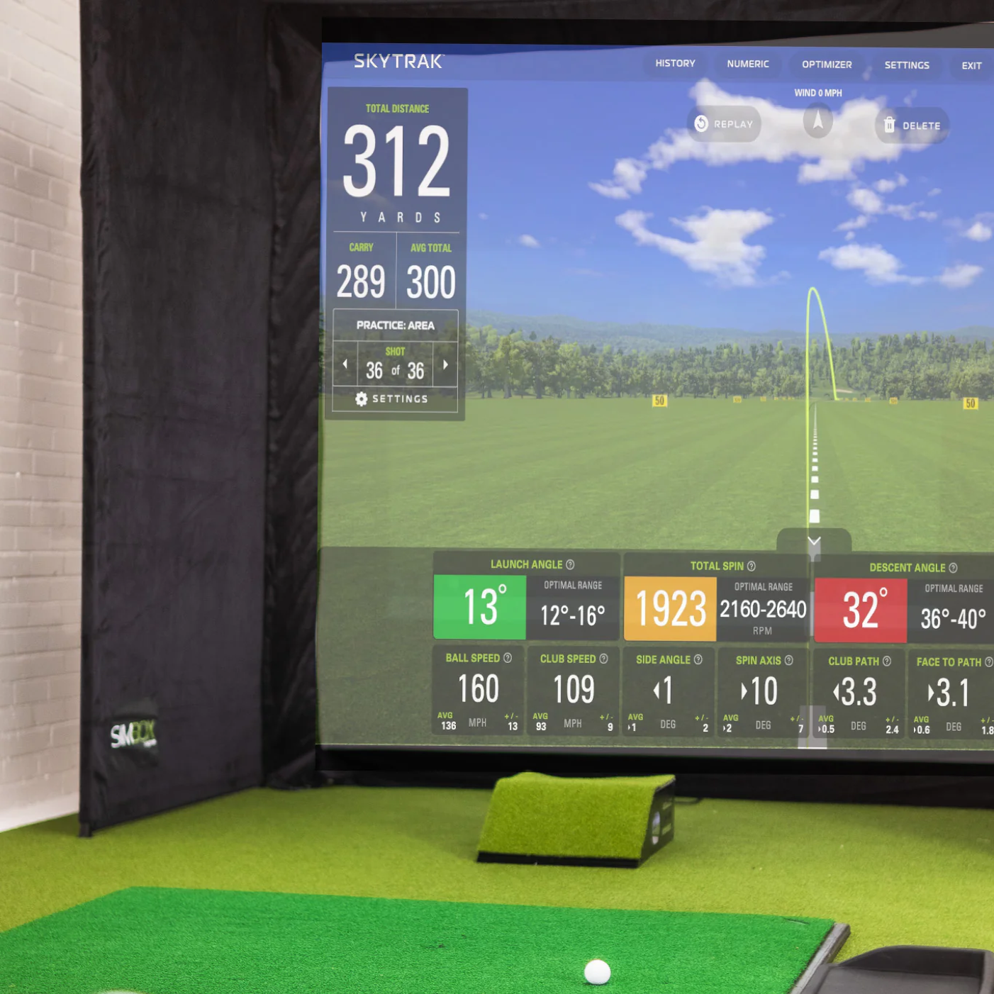 Simbox Golf Simulator Enclosure - 7 Sizes, Pro + Impact Screen and Frame INCLUDES FREE SIDE BARRIERS