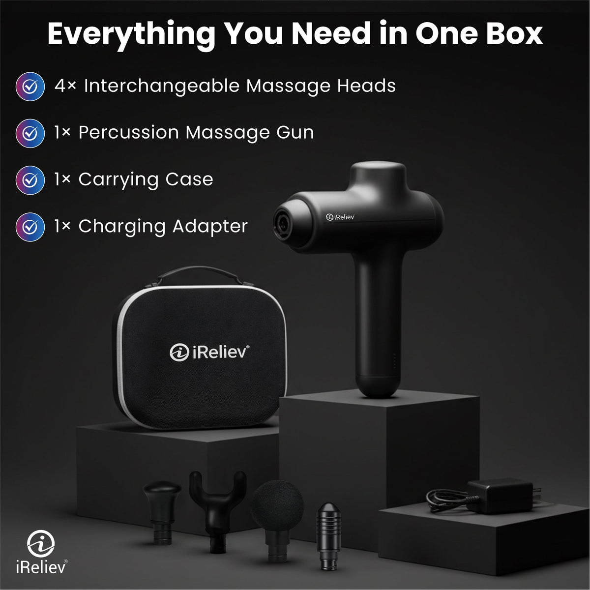iReliev percussion massage gun product view