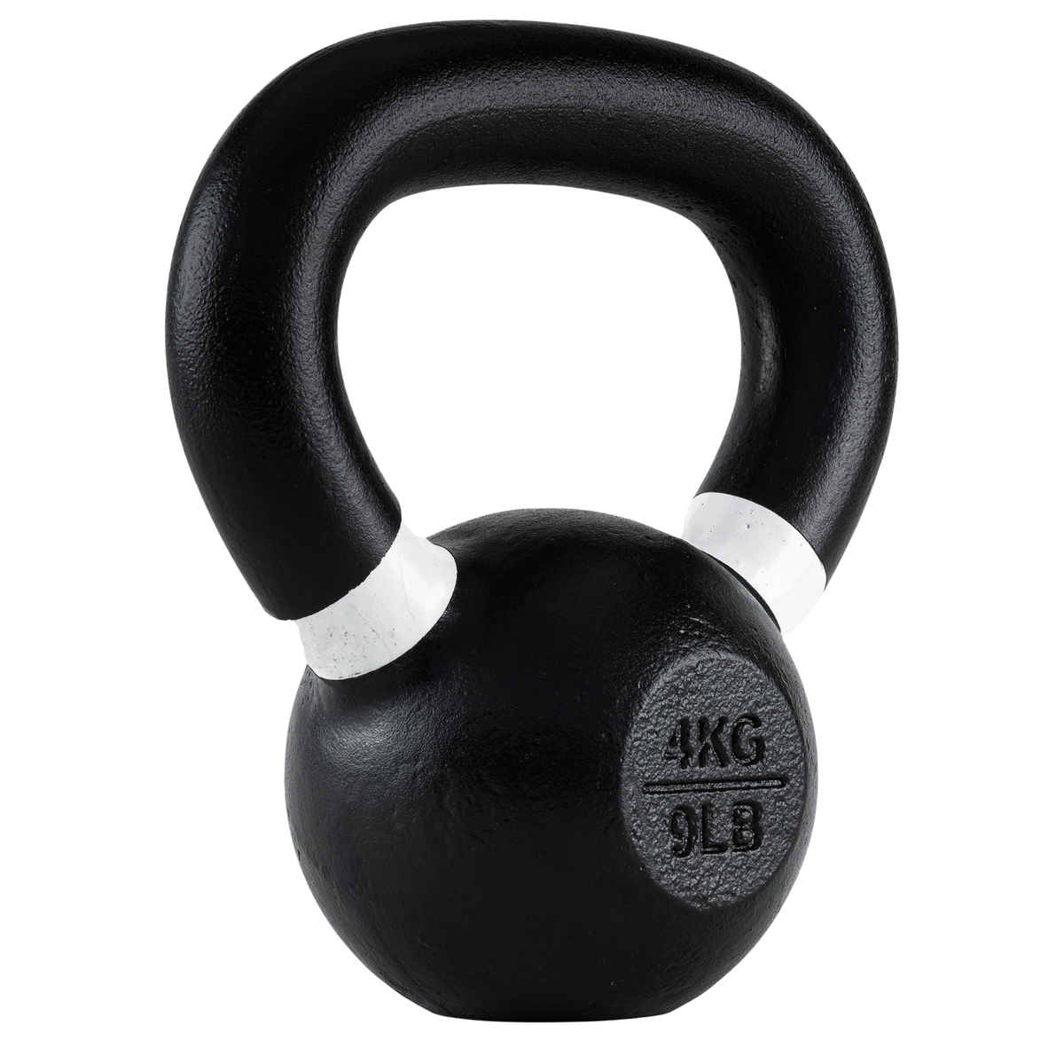 Rage Fitness 9 lb single-cast iron kettlebell on white background