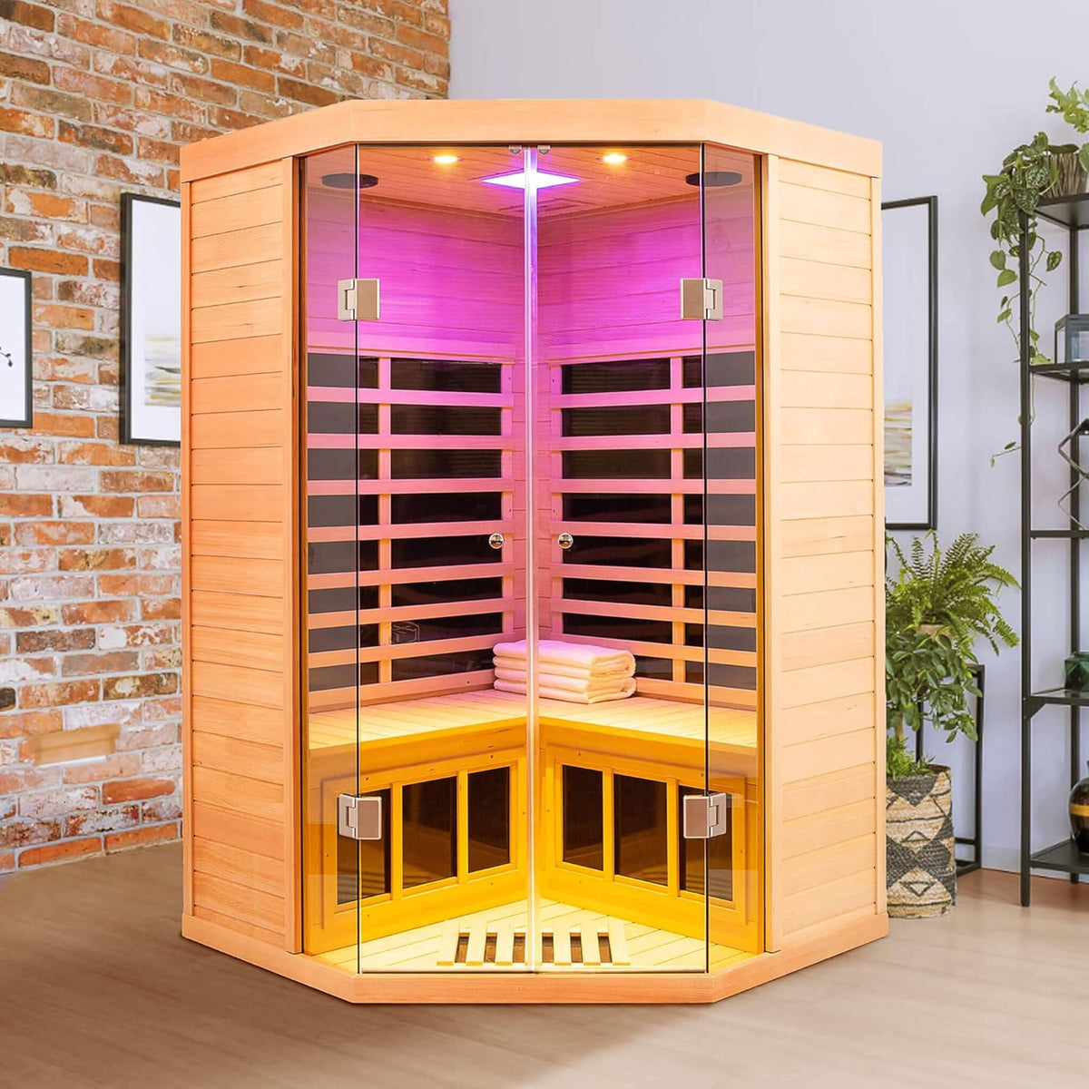 Thermora 2-Person 1,600 W Corner Infrared Sauna With Bluetooth