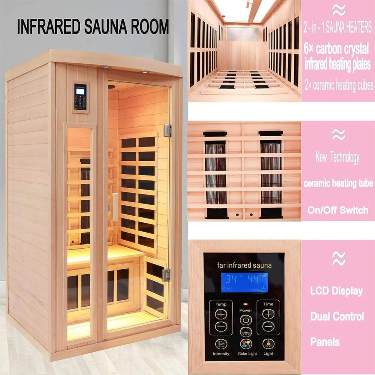 Thermora Orien 2-Person Far-Infrared Sauna With Ceramic Heaters, 1,760 W