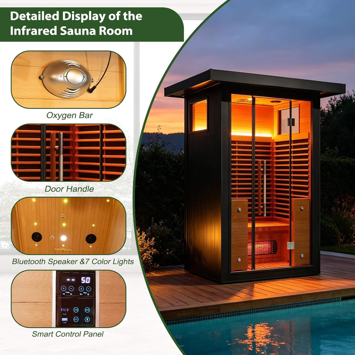 Thermora Lugano 2-Person Outdoor Full-Spectrum Infrared Sauna With Wi-Fi