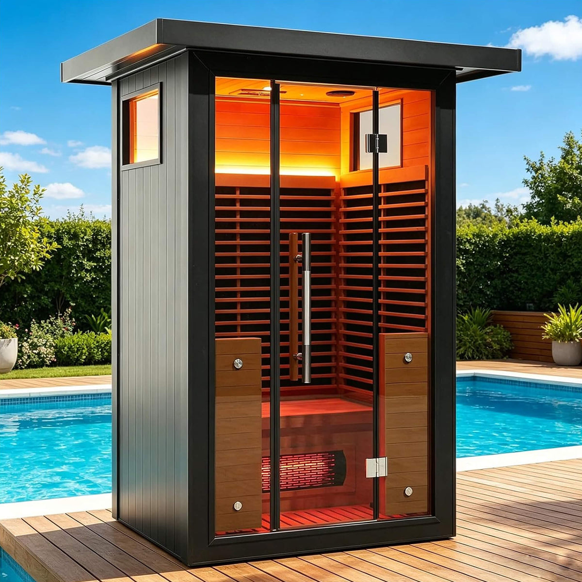 Thermora Lugano 2-Person Outdoor Full-Spectrum Infrared Sauna With Wi-Fi