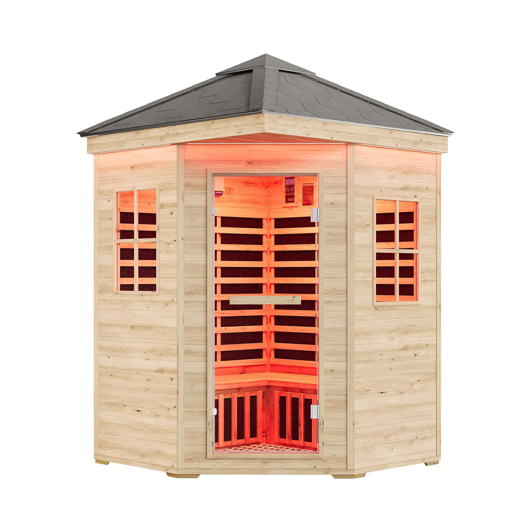 Thermora Monaco 4-Person Outdoor Infrared Sauna With Bluetooth and LED Lighting