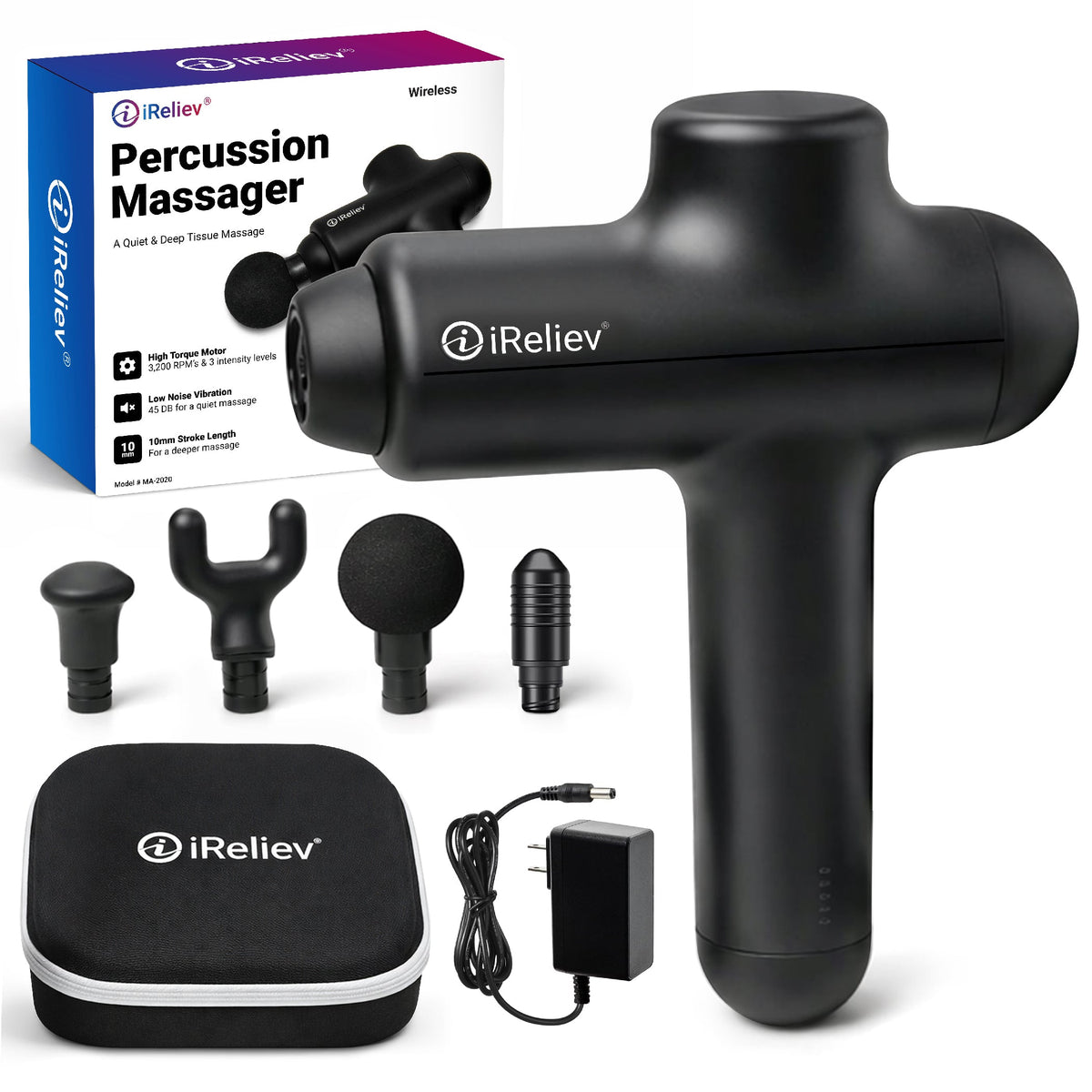 iReliev handheld percussion massage gun