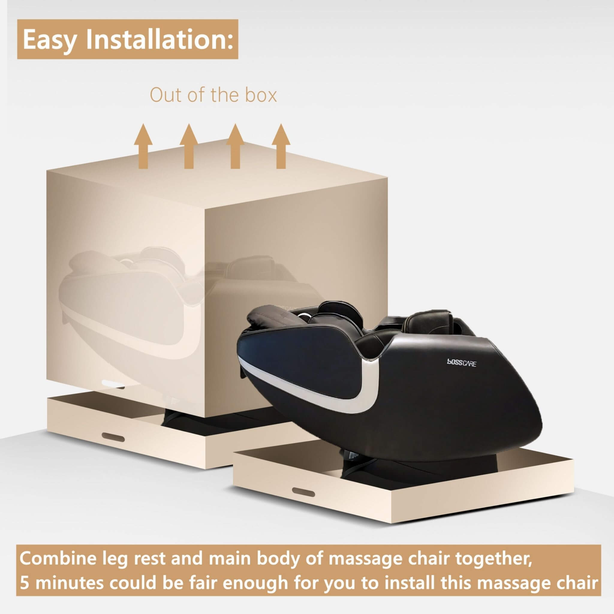 Bosscare Full-Body Zero-Gravity Leather Massage Chair With Zero Gravity And Bluetooth [GR8012] (SAK12074)