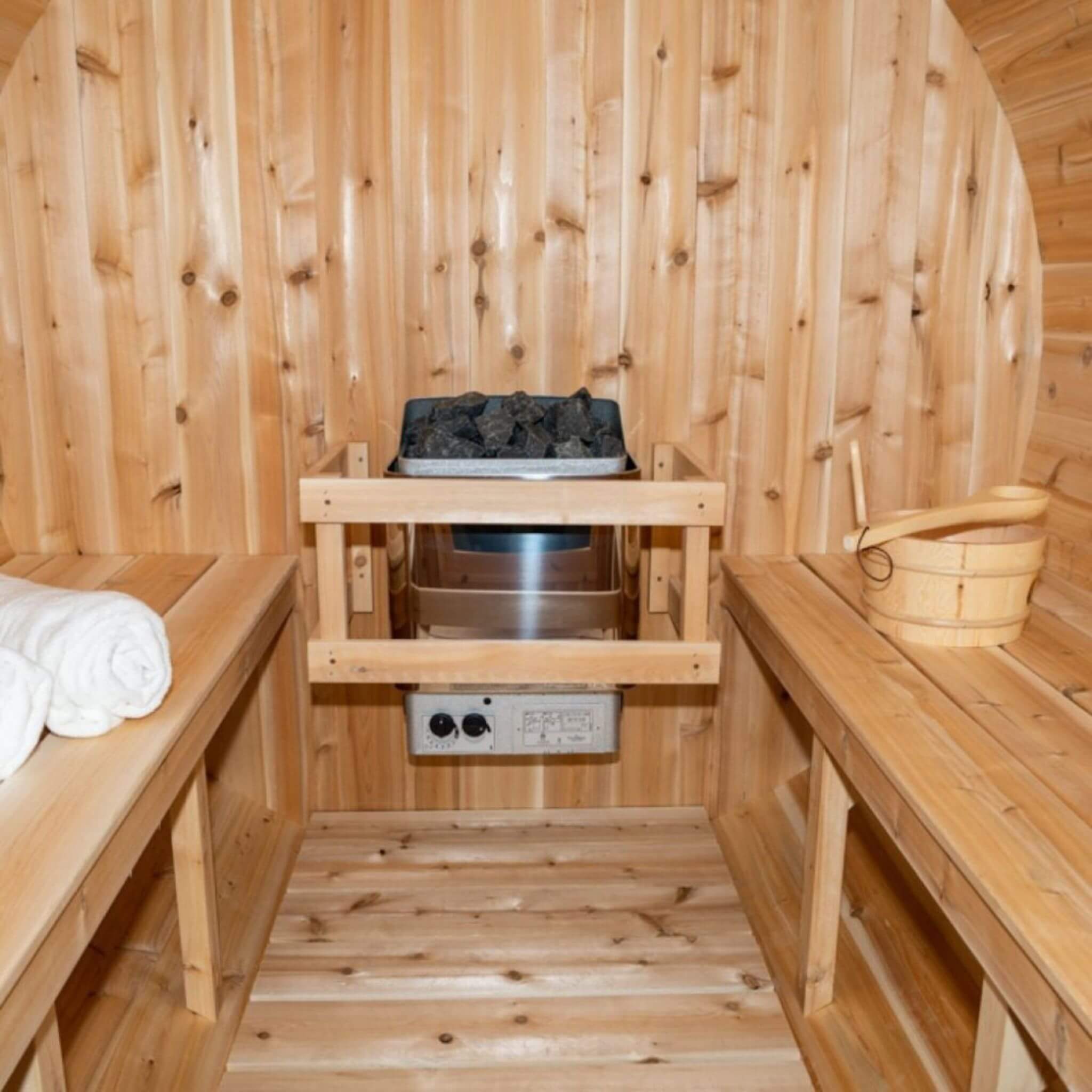 Dundalk Leisurecraft Harmony 84-Inch 4-Person Barrel Sauna [CTC22W]