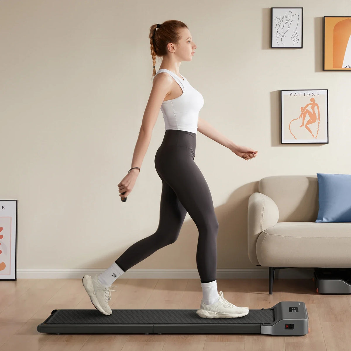 WalkingPad Z1 treadmill used in a living room