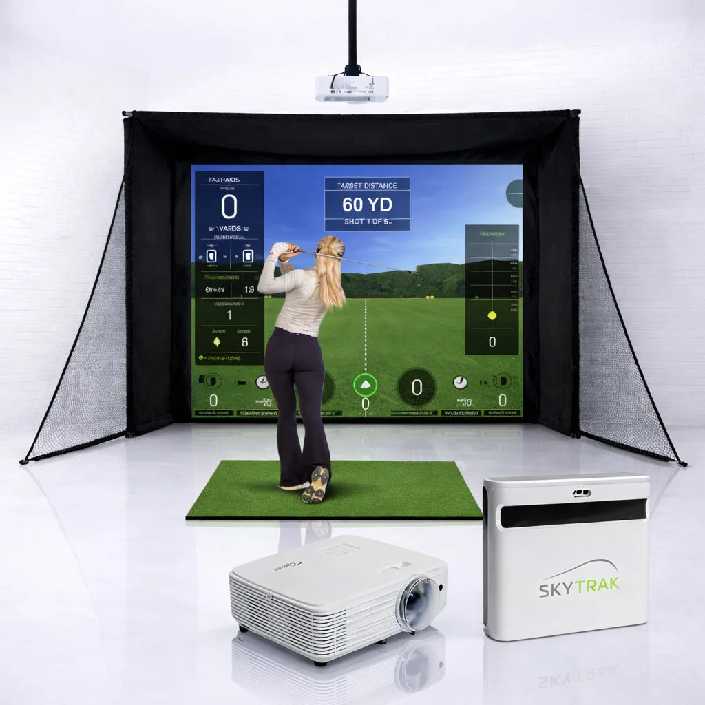 GolfBays SkyTrak+ SimBox Home Golf Simulator Full Package