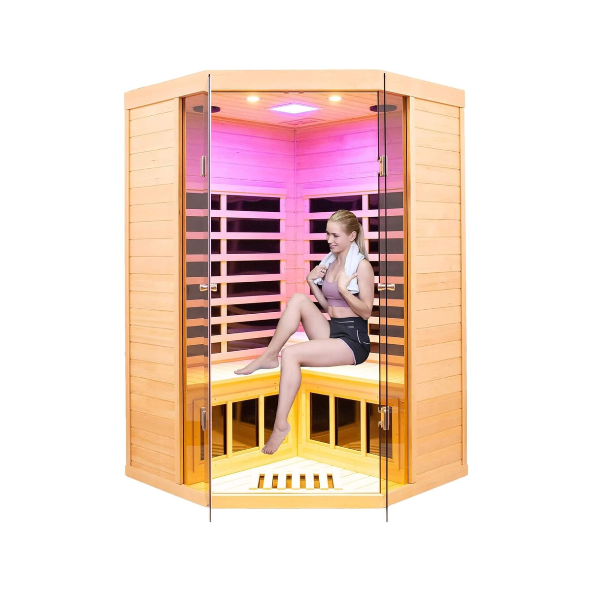 Thermora 2-Person 1,600 W Corner Infrared Sauna With Bluetooth