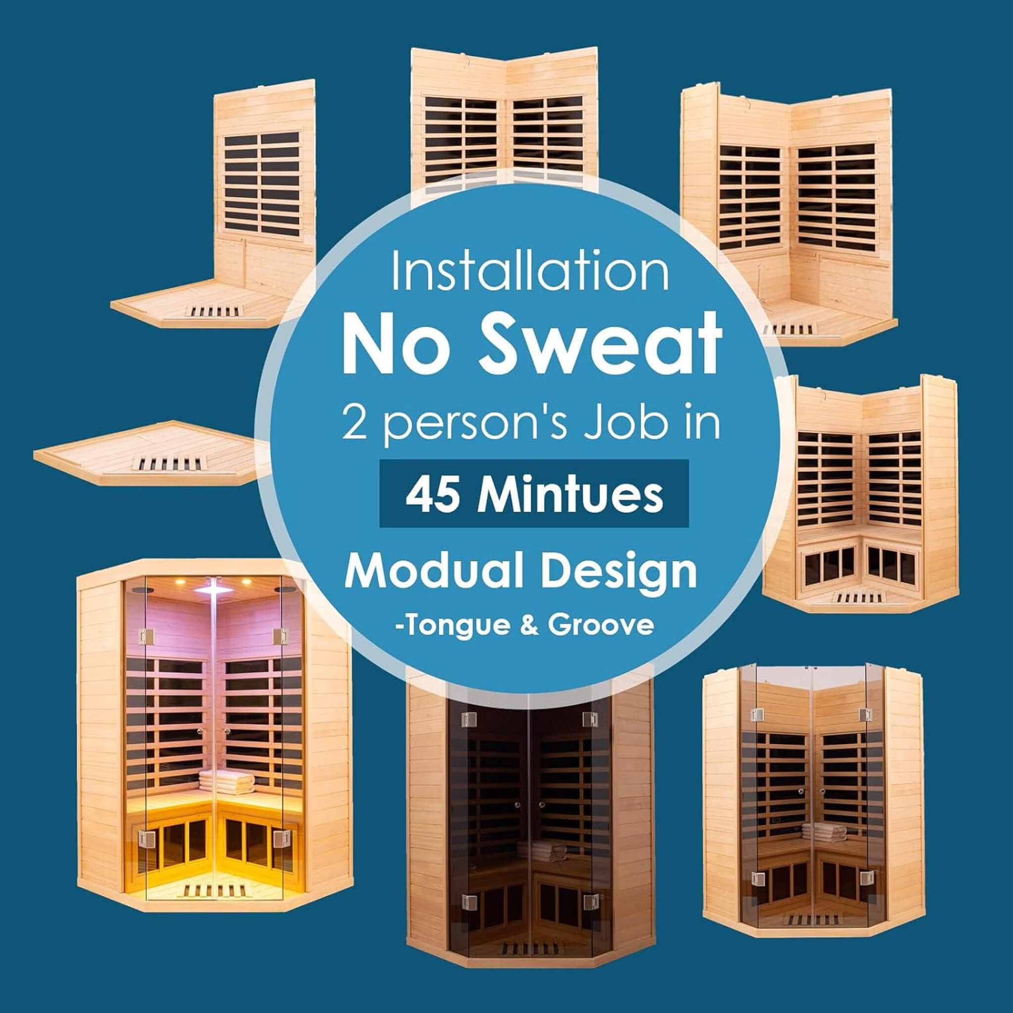 Thermora 2-Person 1,600 W Corner Infrared Sauna With Bluetooth